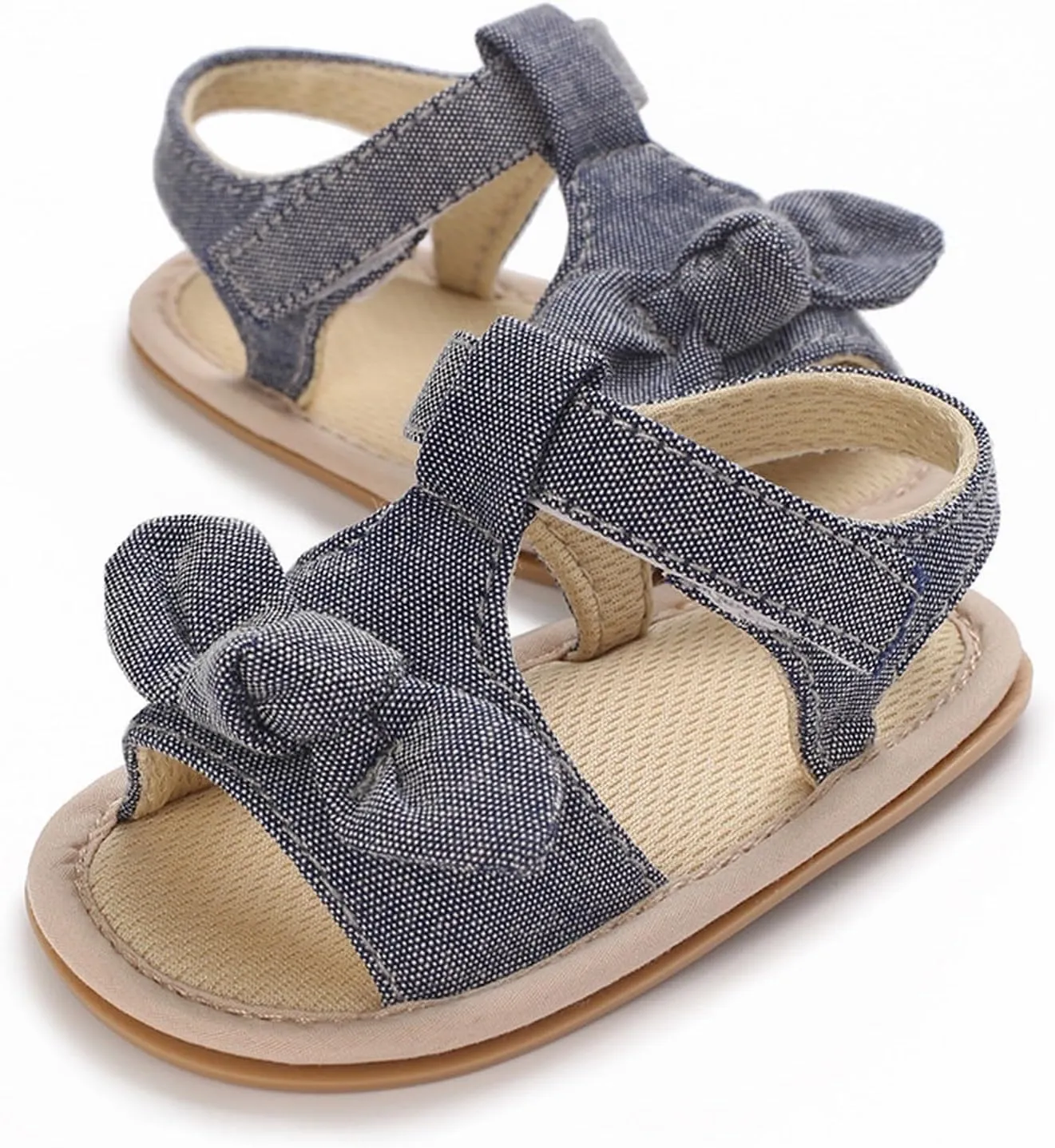 Baby Infant Newborn Girls Casual Flat Sandal Open toe Bow First Walking Ankle Anti-Slip Flip Flop Shoes
