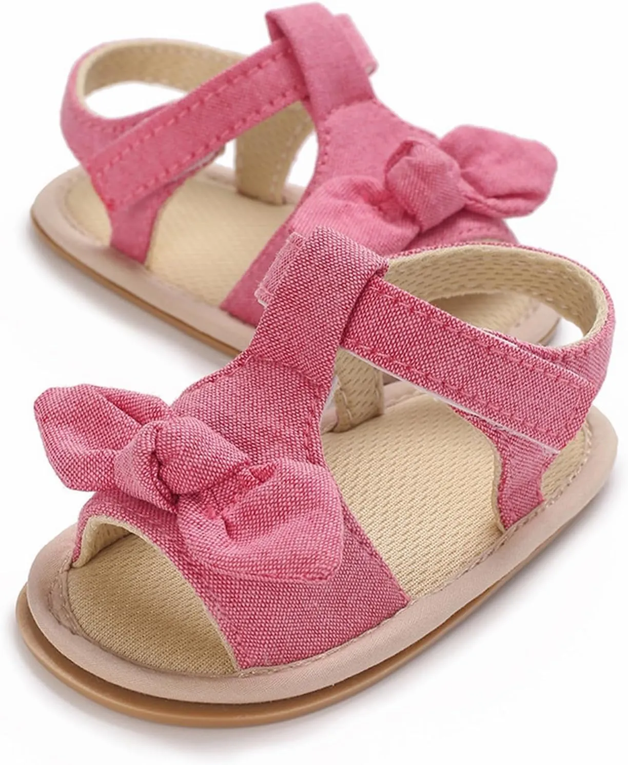 Baby Infant Newborn Girls Casual Flat Sandal Open toe Bow First Walking Ankle Anti-Slip Flip Flop Shoes