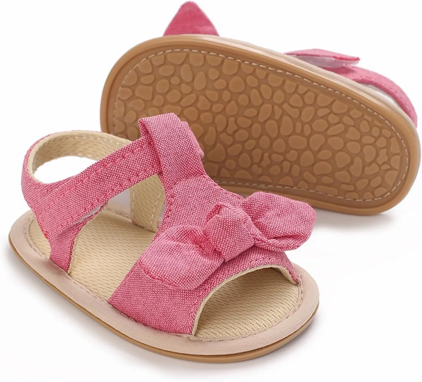 Baby Infant Newborn Girls Casual Flat Sandal Open toe Bow First Walking Ankle Anti-Slip Flip Flop Shoes