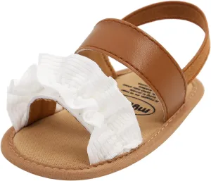 Baby Infant Shoes Boy Girl Sandals First Walkers Crib Shoes Lightweight Soft Sole Flat Shoes Summer (Brown, 4 Toddler)