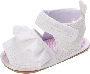 Baby Infant Shoes Boy Girl Sandals First Walking Shoes Soft Sole Flat Shoes Premium Summer Walking (White, 4 Infant)