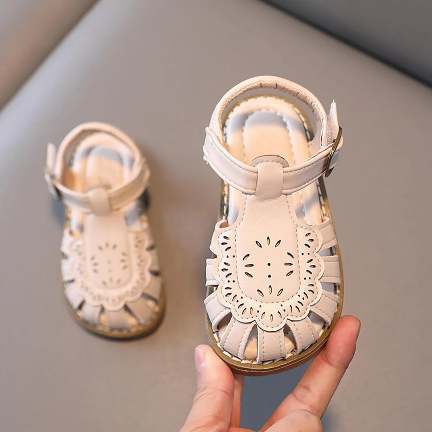 Baby Kids Closed-Toe Sandals Soft Rubber Sole Flat Comfortable Lightweight Ankle Strap Buckle Dress Water Shoe