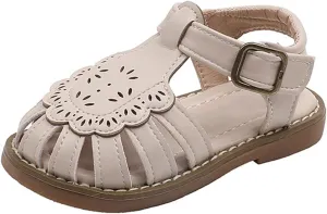 Baby Kids Closed-Toe Sandals Soft Rubber Sole Flat Comfortable Lightweight Ankle Strap Buckle Dress Water Shoe