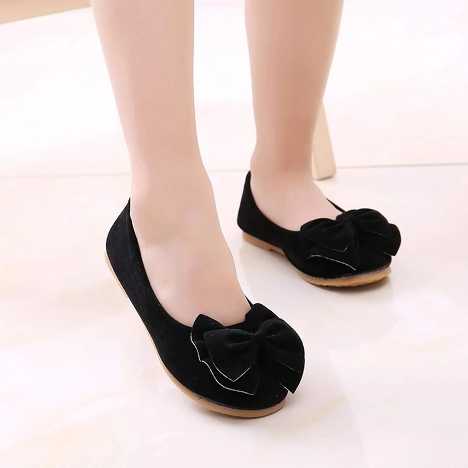 Baby Kids Flat Shoes Bowknot Soft Soles Shoes Solid Kid Single Children Student Dance Princess Girls Boy Shoes
