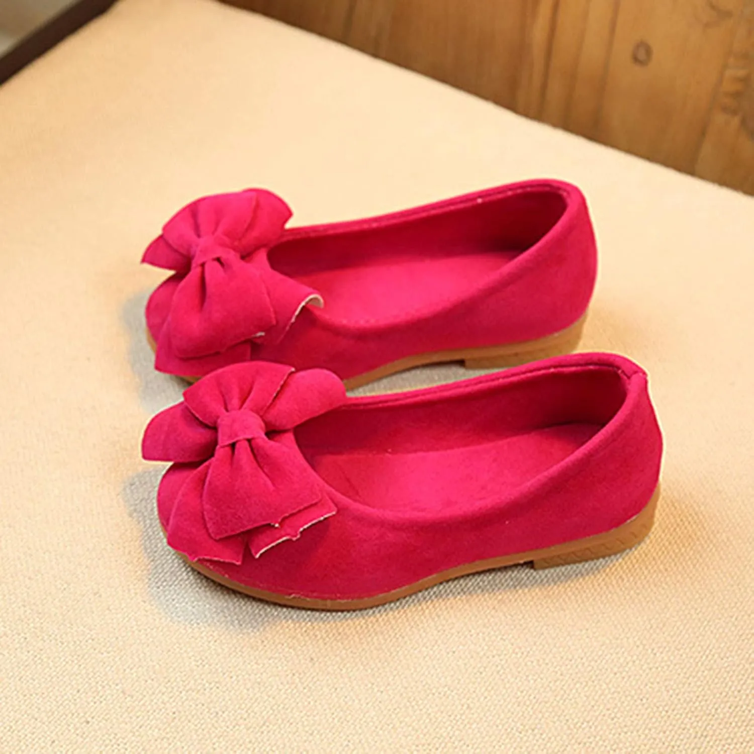 Baby Kids Flat Shoes Bowknot Soft Soles Shoes Solid Kid Single Children Student Dance Princess Girls Boy Shoes