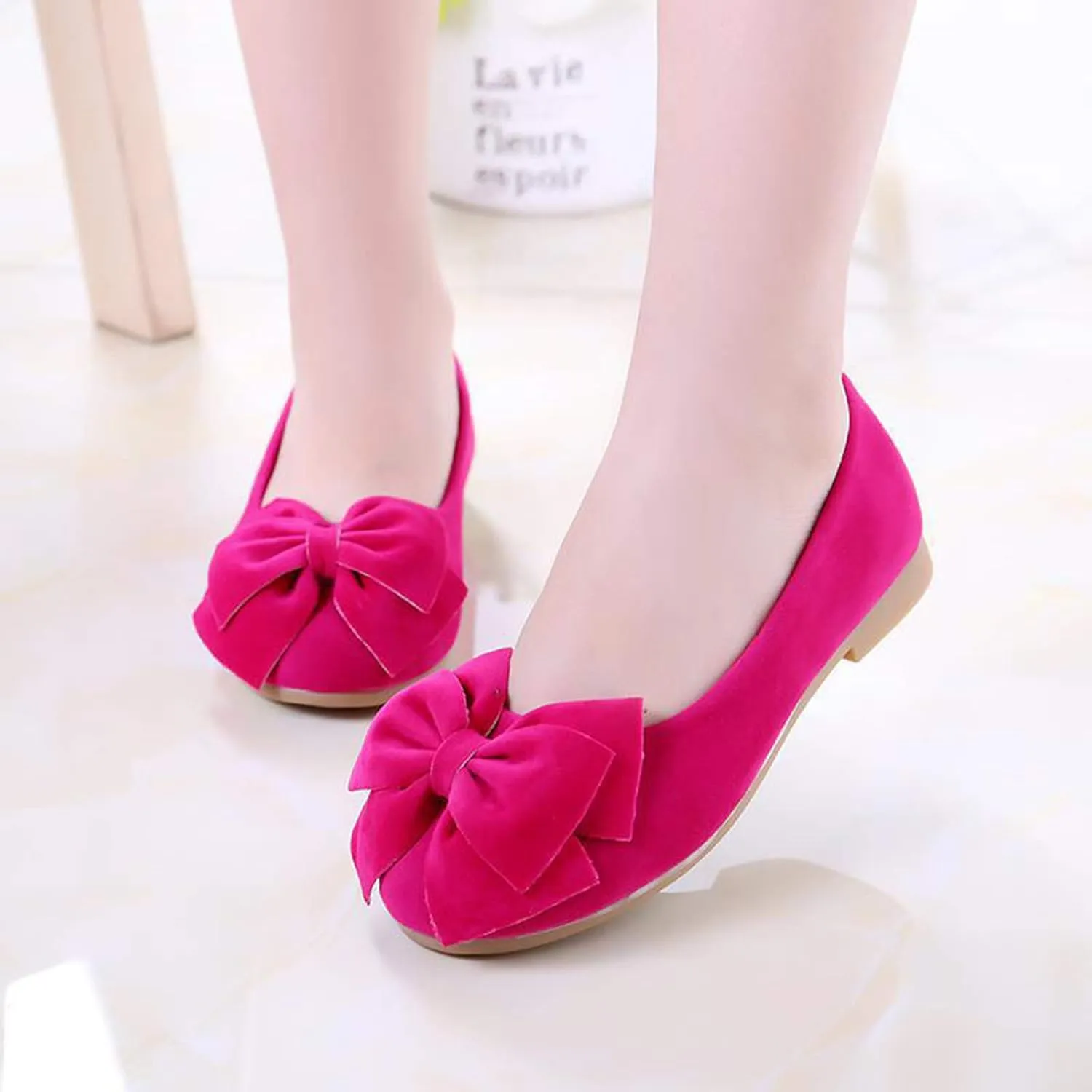 Baby Kids Flat Shoes Bowknot Soft Soles Shoes Solid Kid Single Children Student Dance Princess Girls Boy Shoes