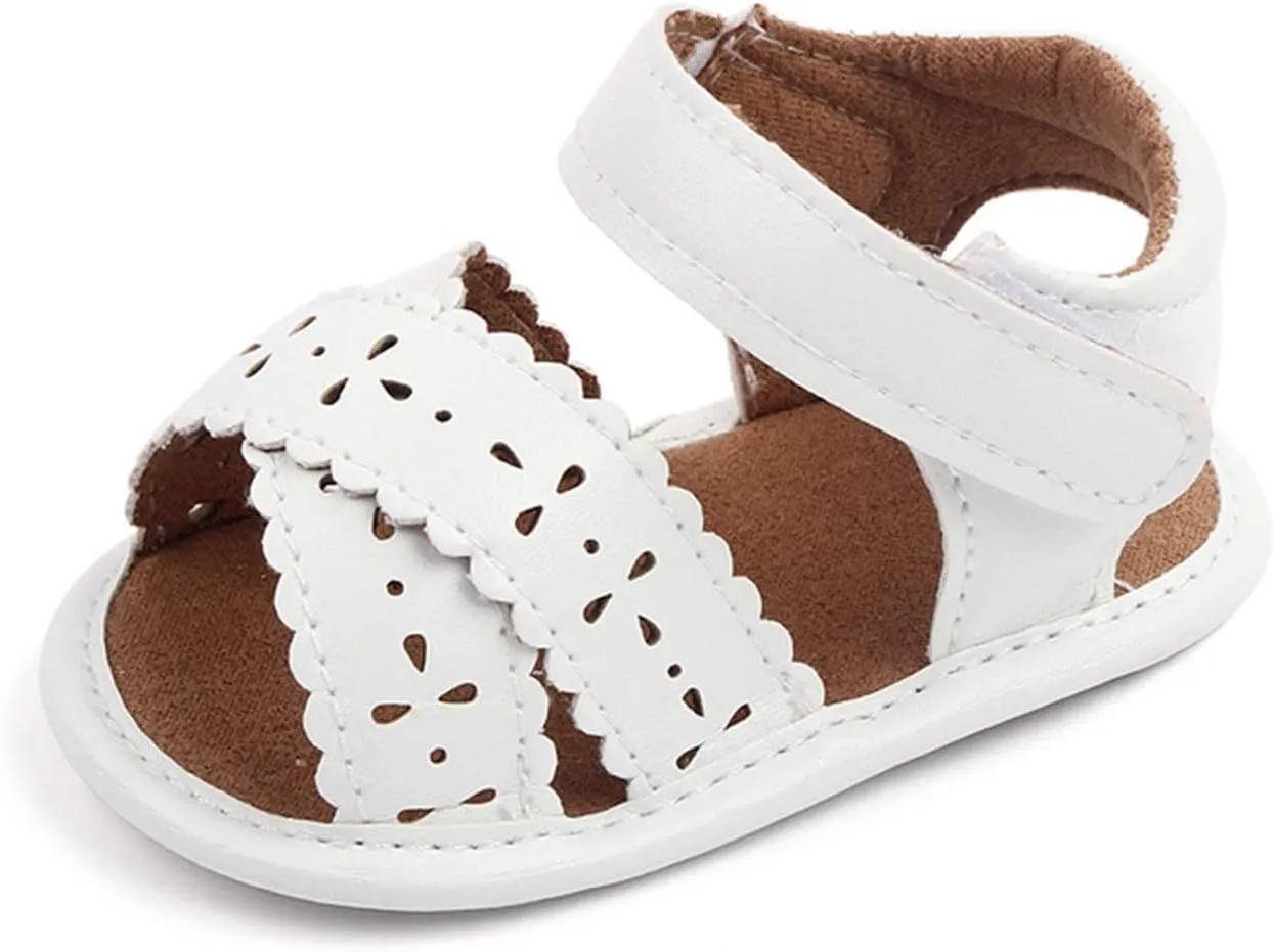 Baby Open Toe Sandals Infant Outdoor Shoes Newborn First Walker Flowers Non Slip Pu Leather Soft Princess Sandals
