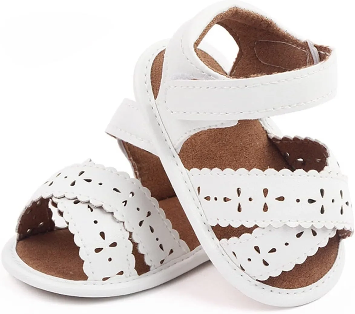 Baby Open Toe Sandals Infant Outdoor Shoes Newborn First Walker Flowers Non Slip Pu Leather Soft Princess Sandals
