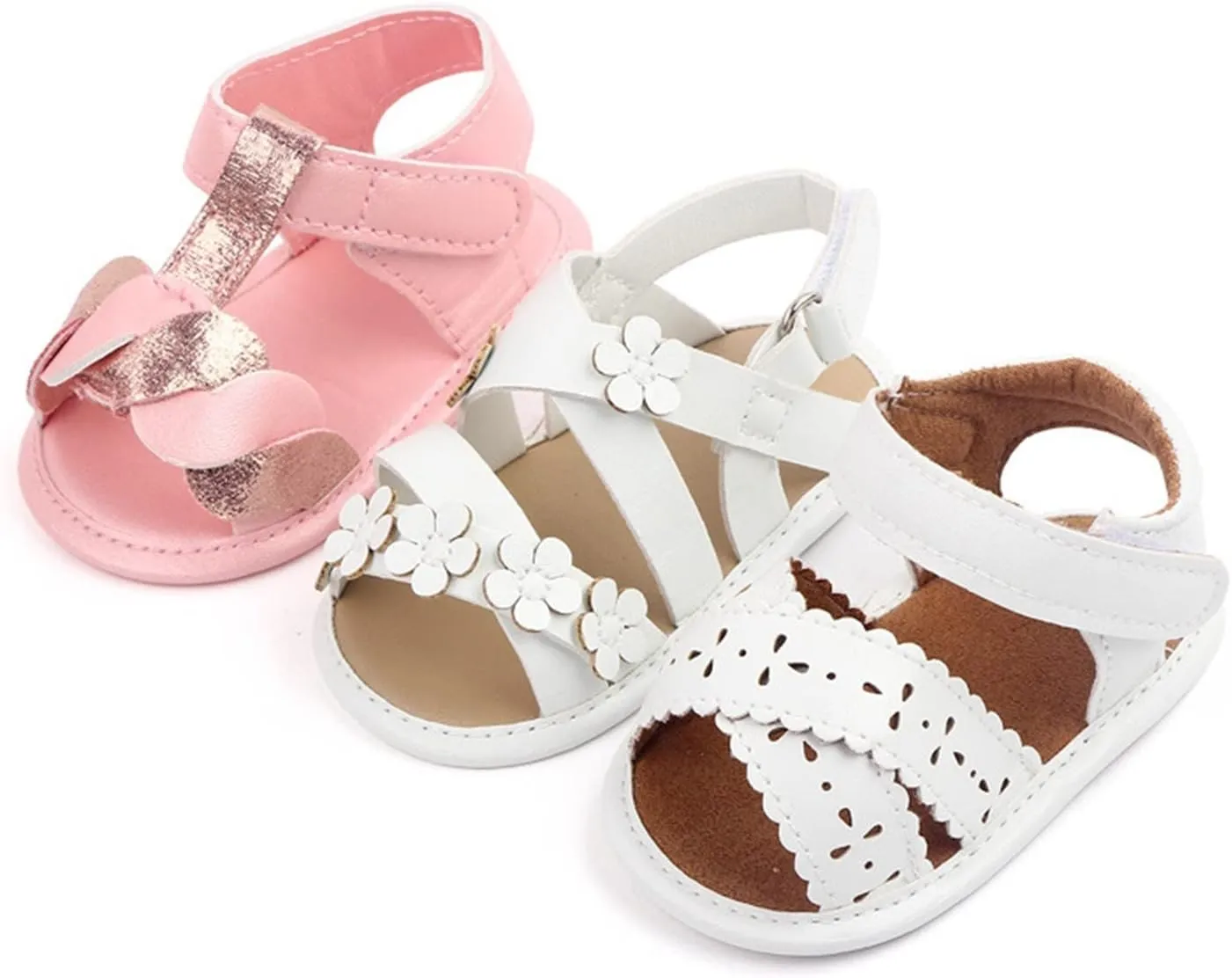 Baby Open Toe Sandals Infant Outdoor Shoes Newborn First Walker Flowers Non Slip Pu Leather Soft Princess Sandals