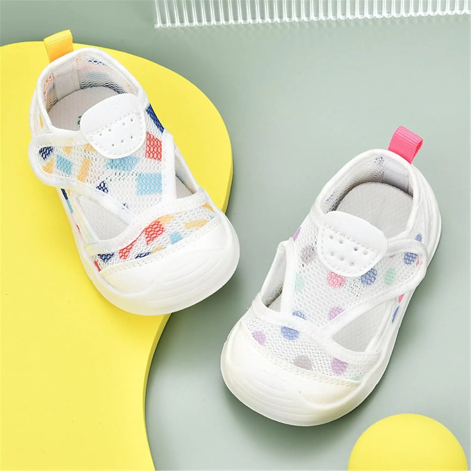 Baby Sandals Kids Mesh Breathable Cartoon Print Sock Shoes Children Anti-Slip Soft Sole Sport Sneakers with Hook Toddler Canvas Shoes