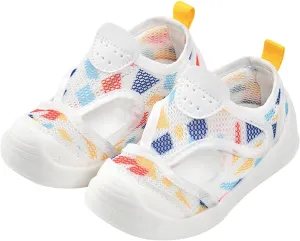 Baby Sandals Kids Mesh Breathable Cartoon Print Sock Shoes Children Anti-Slip Soft Sole Sport Sneakers with Hook Toddler Canvas Shoes