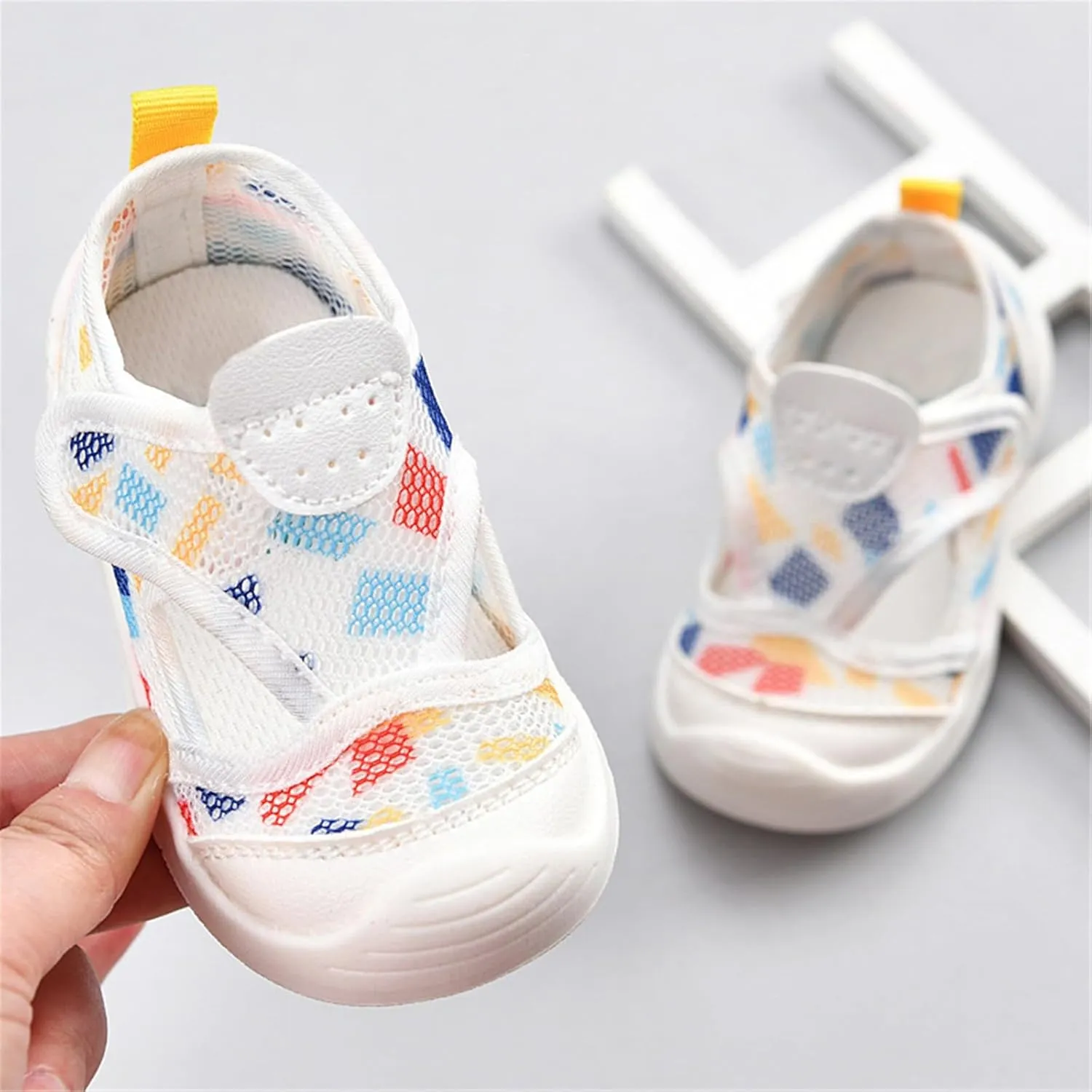 Baby Sandals Kids Mesh Breathable Cartoon Print Sock Shoes Children Anti-Slip Soft Sole Sport Sneakers with Hook Toddler Canvas Shoes