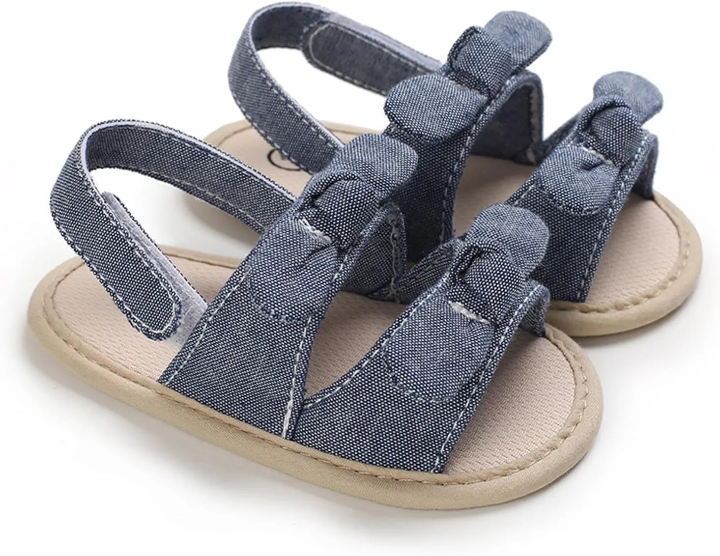 Baby Sandals Kids Solid Color Bowknot Canvas Shoes Children Open Toe Lightweight Soft Sole Sneakers for Daily