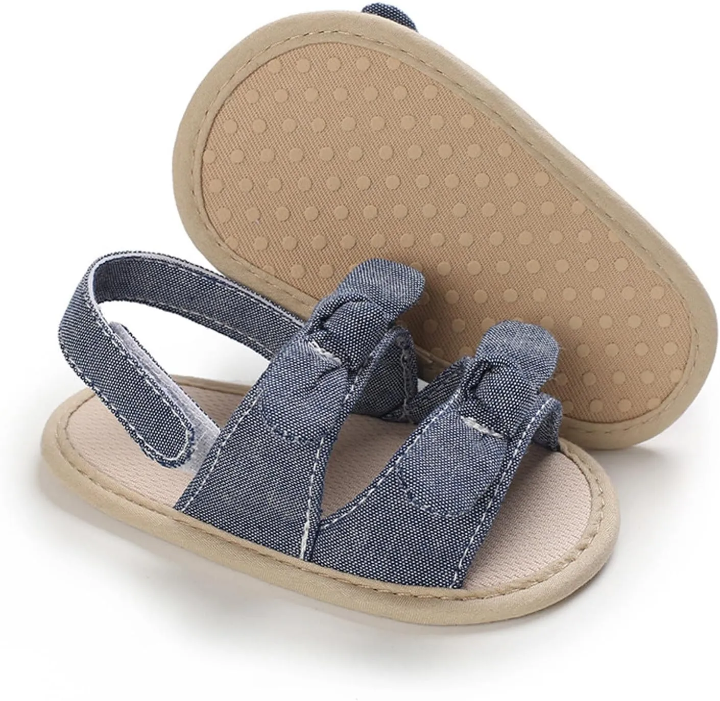 Baby Sandals Kids Solid Color Bowknot Canvas Shoes Children Open Toe Lightweight Soft Sole Sneakers for Daily