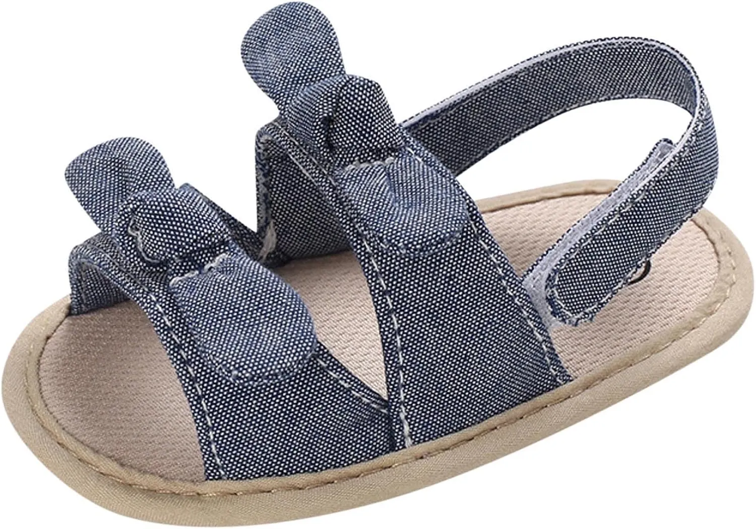 Baby Sandals Kids Solid Color Bowknot Canvas Shoes Children Open Toe Lightweight Soft Sole Sneakers for Daily