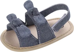 Baby Sandals Kids Solid Color Bowknot Canvas Shoes Children Open Toe Lightweight Soft Sole Sneakers for Daily