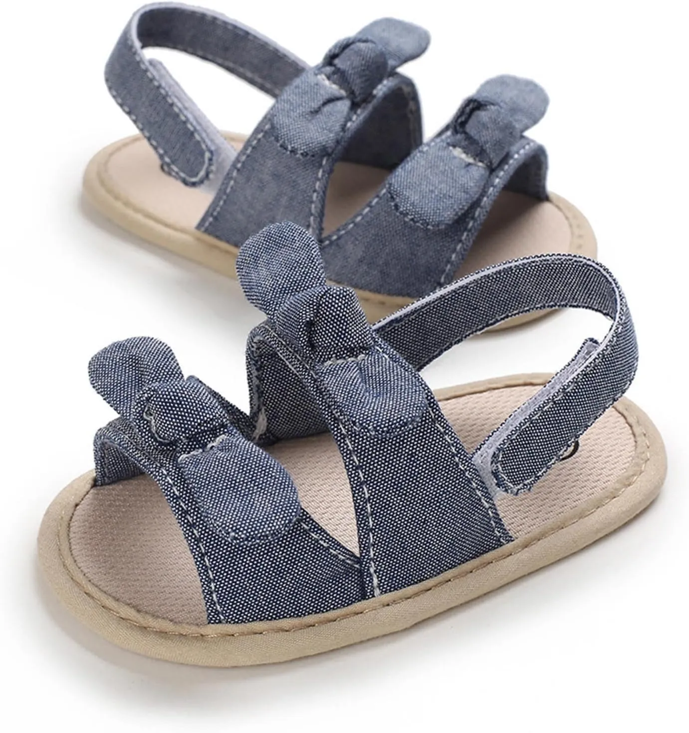 Baby Sandals Kids Solid Color Bowknot Canvas Shoes Children Open Toe Lightweight Soft Sole Sneakers for Daily