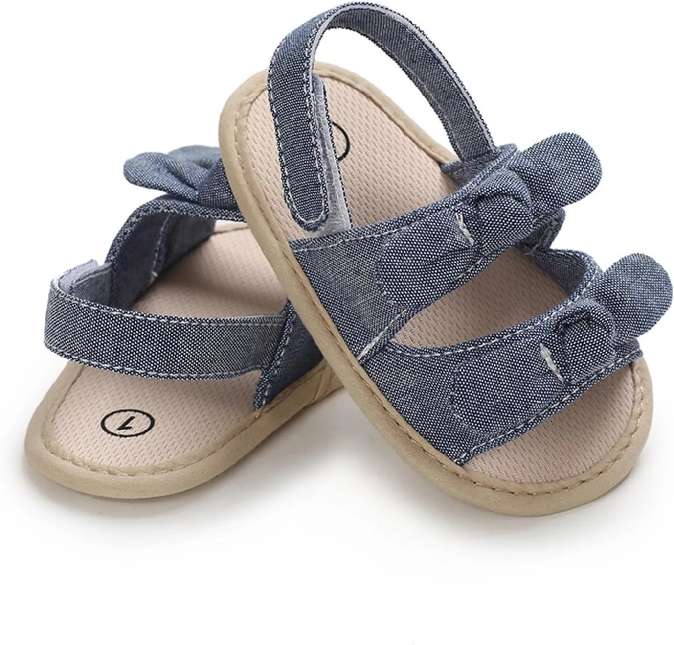 Baby Sandals Kids Solid Color Bowknot Canvas Shoes Children Open Toe Lightweight Soft Sole Sneakers for Daily