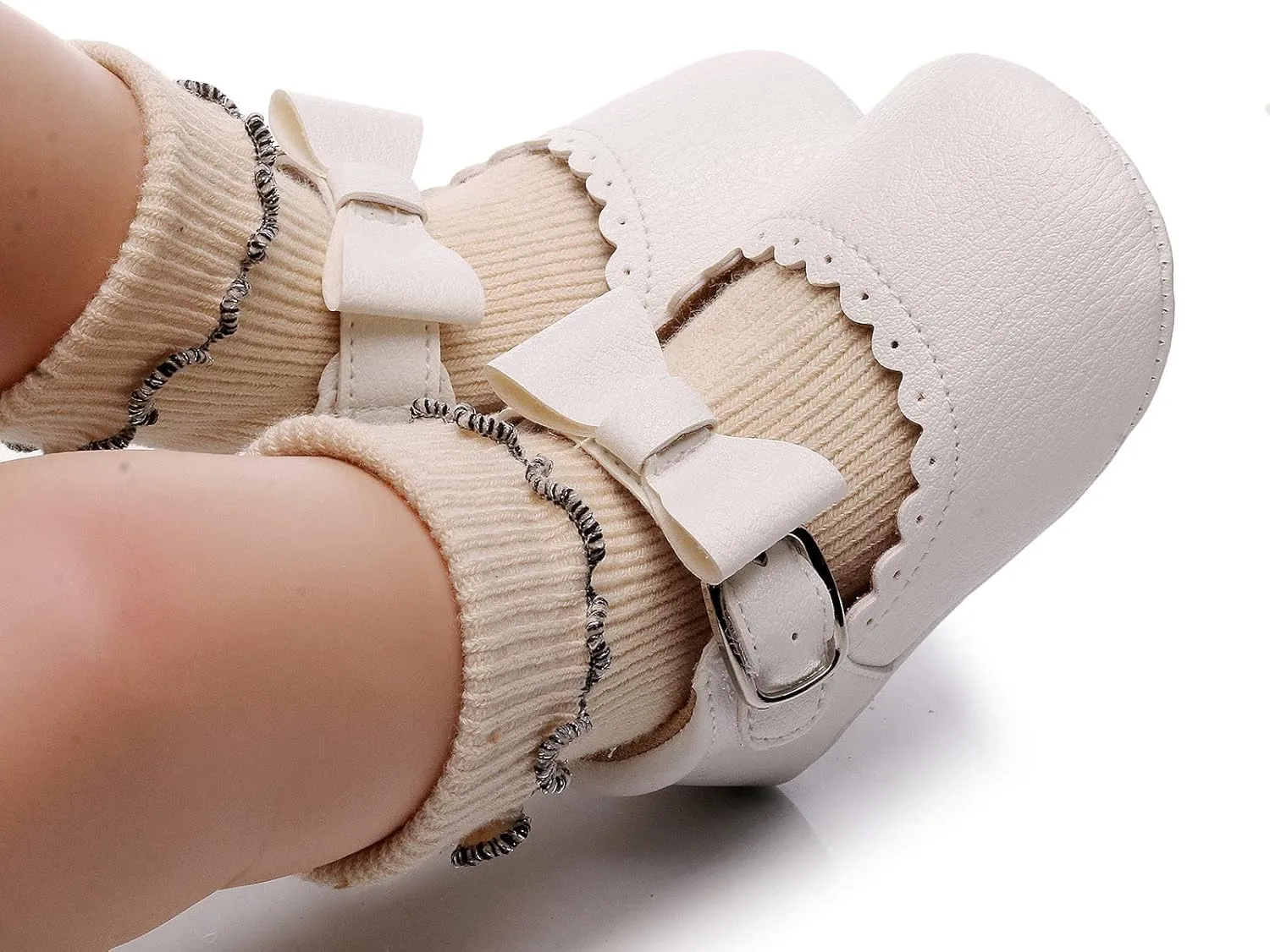Baby Shoes Boys Girls Infant Sneakers Infant Girls Single Shoes Bowknot First Walkers Shoes Buckle Non-SIip