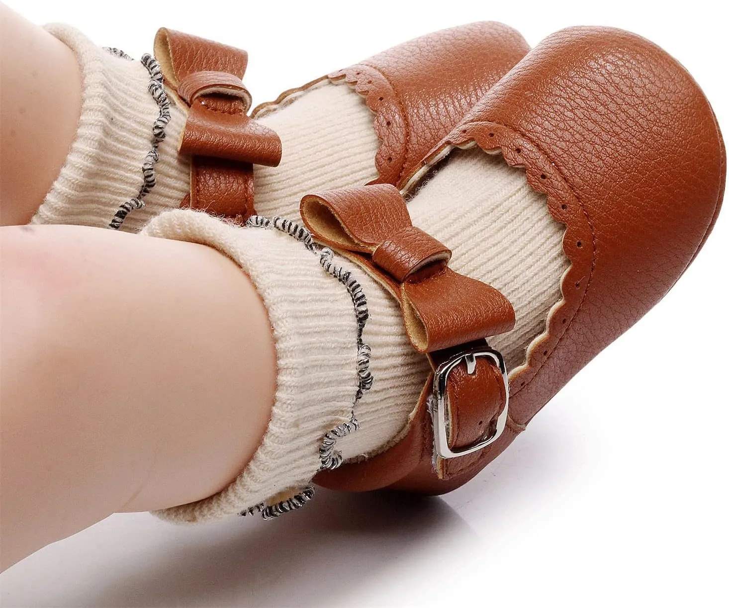 Baby Shoes Boys Girls Infant Sneakers Infant Girls Single Shoes Bowknot First Walkers Shoes Buckle Non-SIip