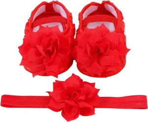 Baby Shoes Hairband Set 01 Year Old Baby Shoes 246 August Newborn Soft Sole Walking Shoes Toddler Boys Slip On