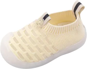 Baby Single Shoes Girls Leisure Shoes Mesh Shoes Breathable Soft Sole Sport Shoes Socks Outdoor Shoes (Yellow, 20)