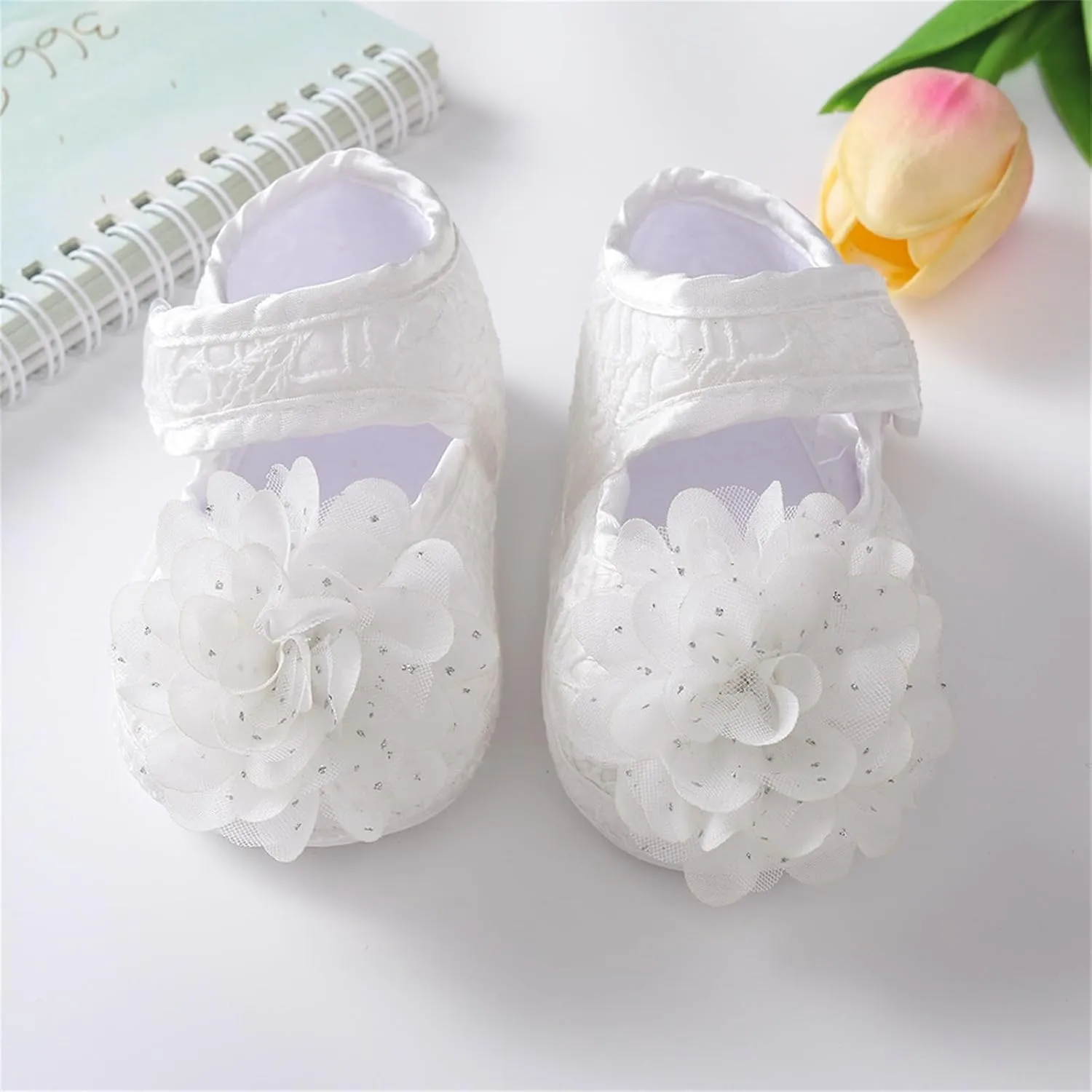 Baby Sneakers Girls Boys Baby Shoes Fashionable New Pattern Cute Flower Decoration Hook Loop Baby Shoes Infant