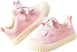 Baby Sneakers with Bow Toddler Baby Girls Slip on Platform Sneaker Walking Shoes Fashion Low-Top Tennis Shoes