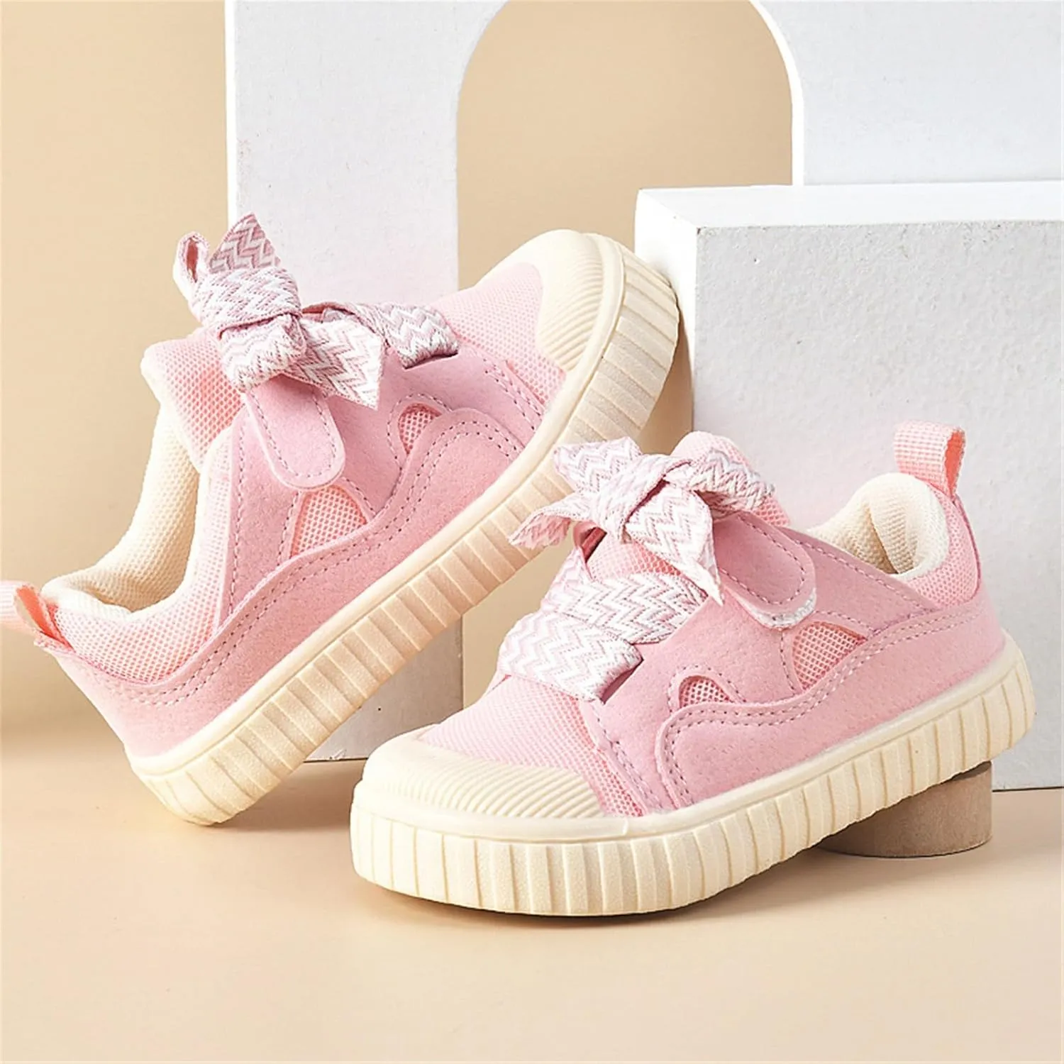 Baby Sneakers with Bow Toddler Baby Girls Slip on Platform Sneaker Walking Shoes Fashion Low-Top Tennis Shoes