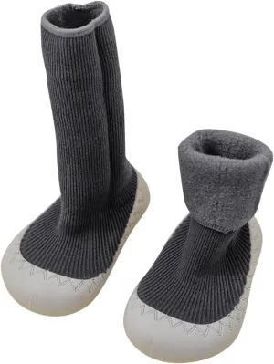 Baby Sock Newborn Solid Color Calf Socks with Non-Slip Rubber Sole Sock Shoes Breathable Slippers Sneakers