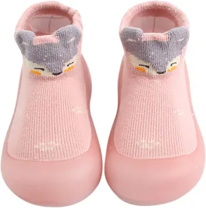 Baby Sock Shoes Boys Girls First Walking Shoes Non Slip Cartoon Soft Rubber Sole Floor Slipper Infant Toddler Sneakers