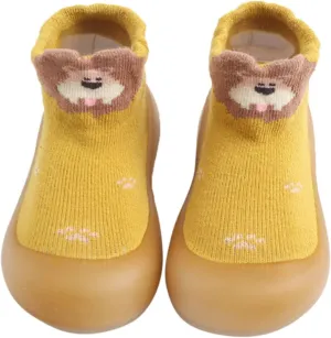 Baby Sock Shoes Boys Girls First Walking Shoes Non Slip Cartoon Soft Rubber Sole Floor Slipper Infant Toddler Sneakers
