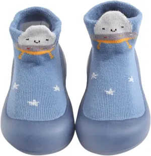 Baby Sock Shoes Boys Girls First Walking Shoes Non Slip Cartoon Soft Rubber Sole Floor Slipper Infant Toddler Sneakers