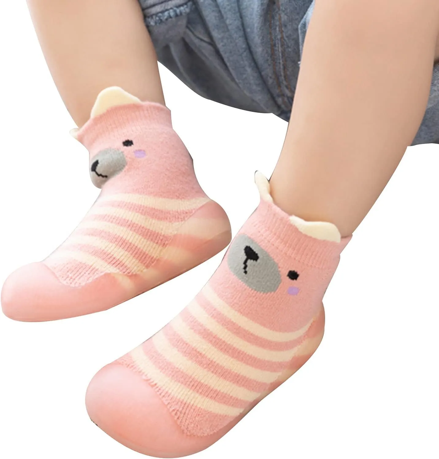 Baby Sock Shoes Toddler Cartoon Rubber Sole Non-Skid Sneakers Floor Slipper Infant Boys Girls First Walking Shoes