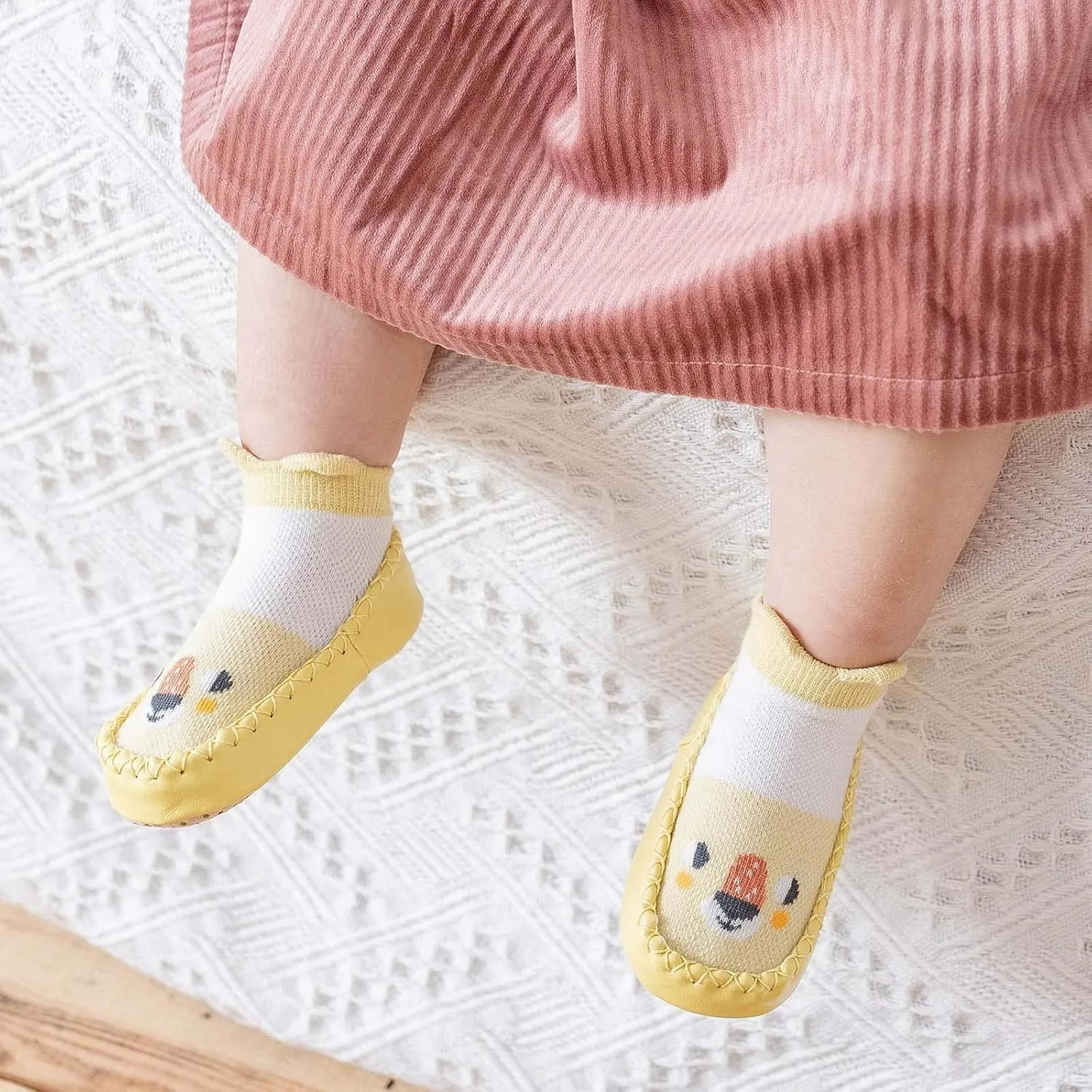 Baby Sock Shoes Toddler Cute Soft Rubber Sole Slipper Knit Printing Non Slip Floor Ankle Infant Walking Shoes