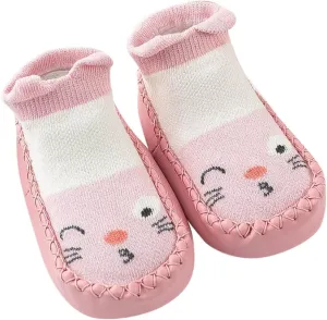 Baby Sock Shoes Toddler Cute Soft Rubber Sole Slipper Knit Printing Non Slip Floor Ankle Infant Walking Shoes