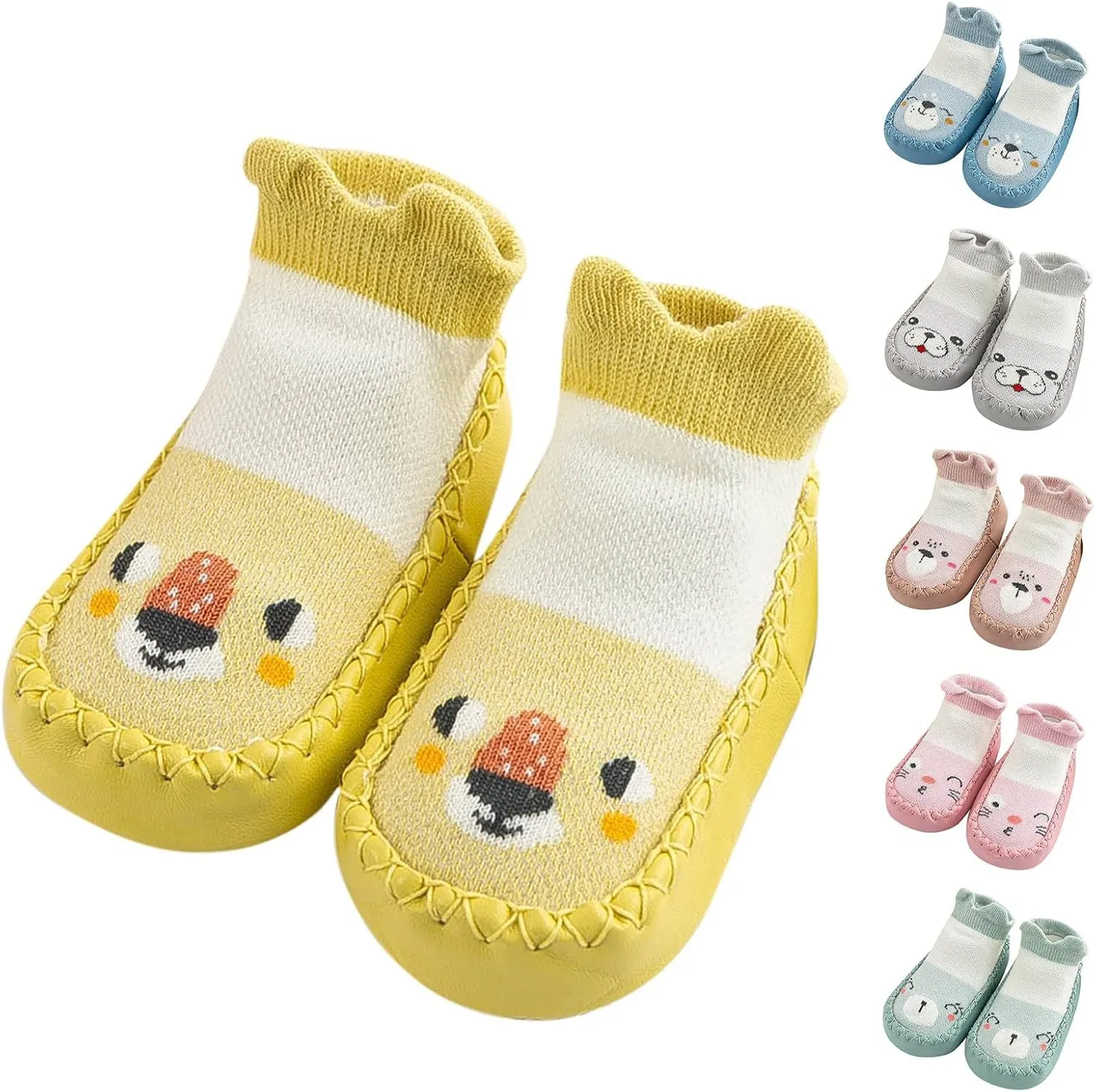Baby Sock Shoes Toddler Cute Soft Rubber Sole Slipper Knit Printing Non Slip Floor Ankle Infant Walking Shoes