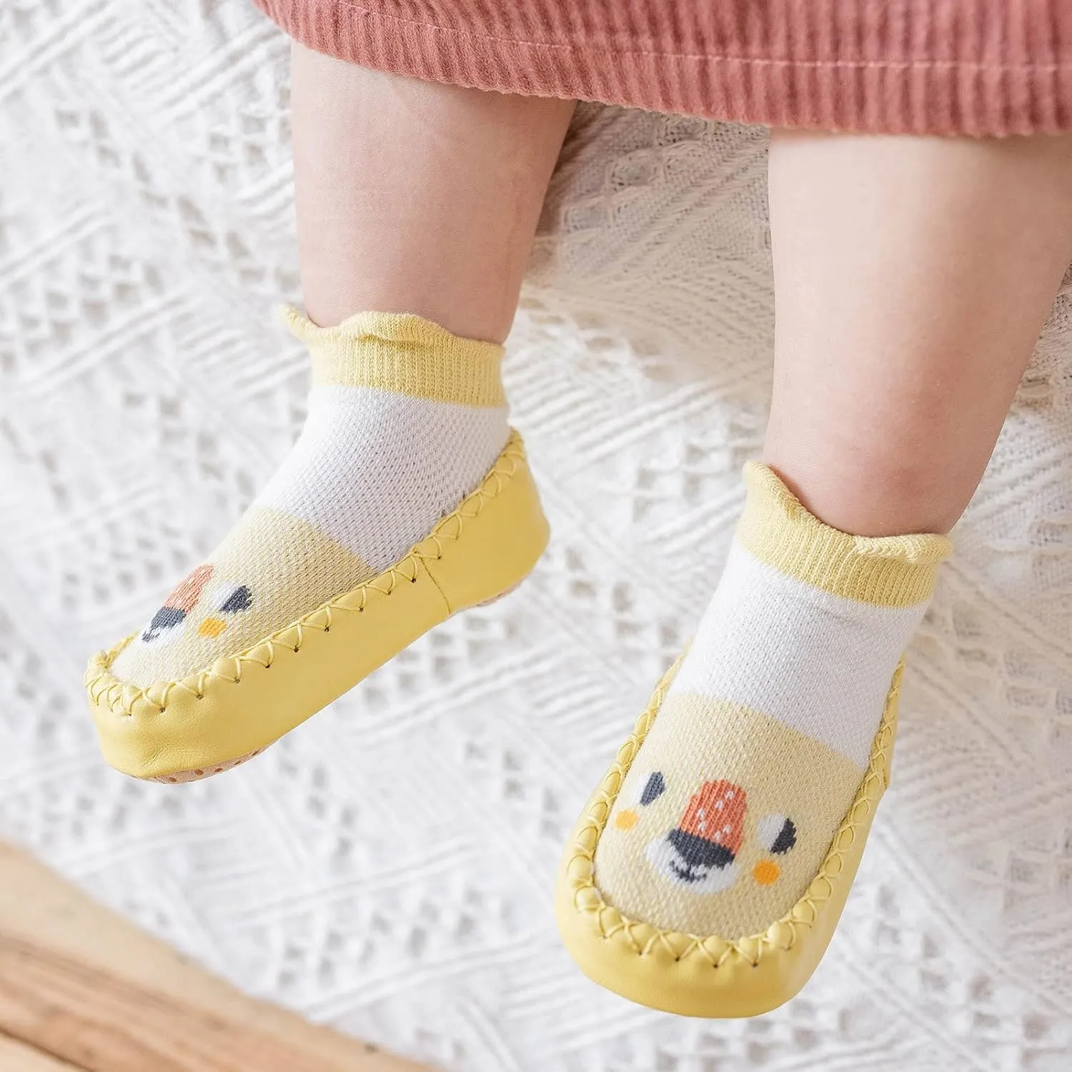 Baby Sock Shoes Toddler Cute Soft Rubber Sole Slipper Knit Printing Non Slip Floor Ankle Infant Walking Shoes