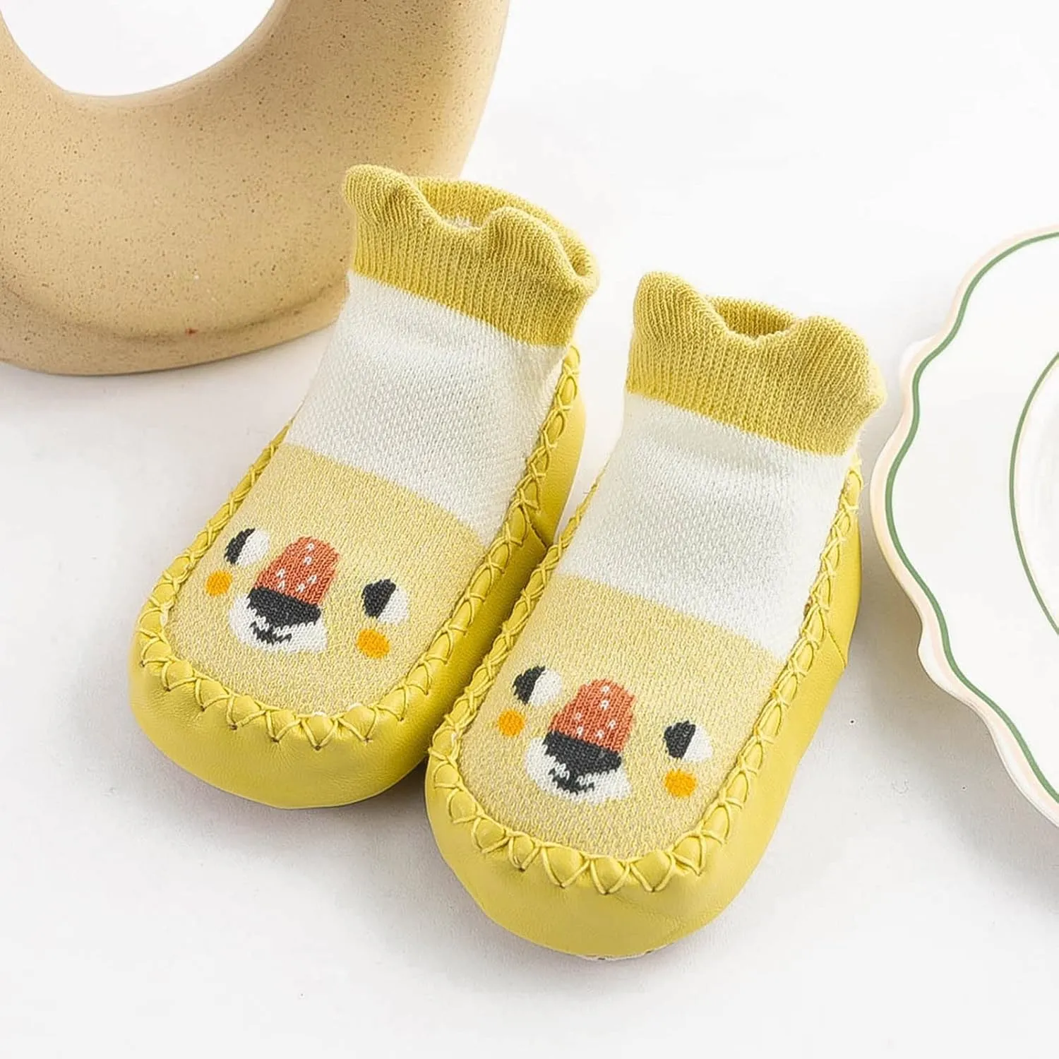 Baby Sock Shoes Toddler Cute Soft Rubber Sole Slipper Knit Printing Non Slip Floor Ankle Infant Walking Shoes