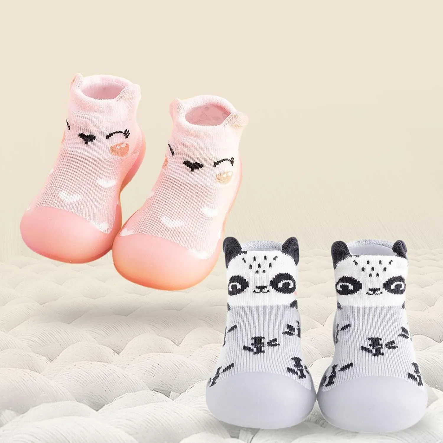 Baby Sock Shoes Toddler Walking Shoes Infant Non-Slip Indoor Cartoon Slippers Soft Rubber Sole Slip On Sneaker