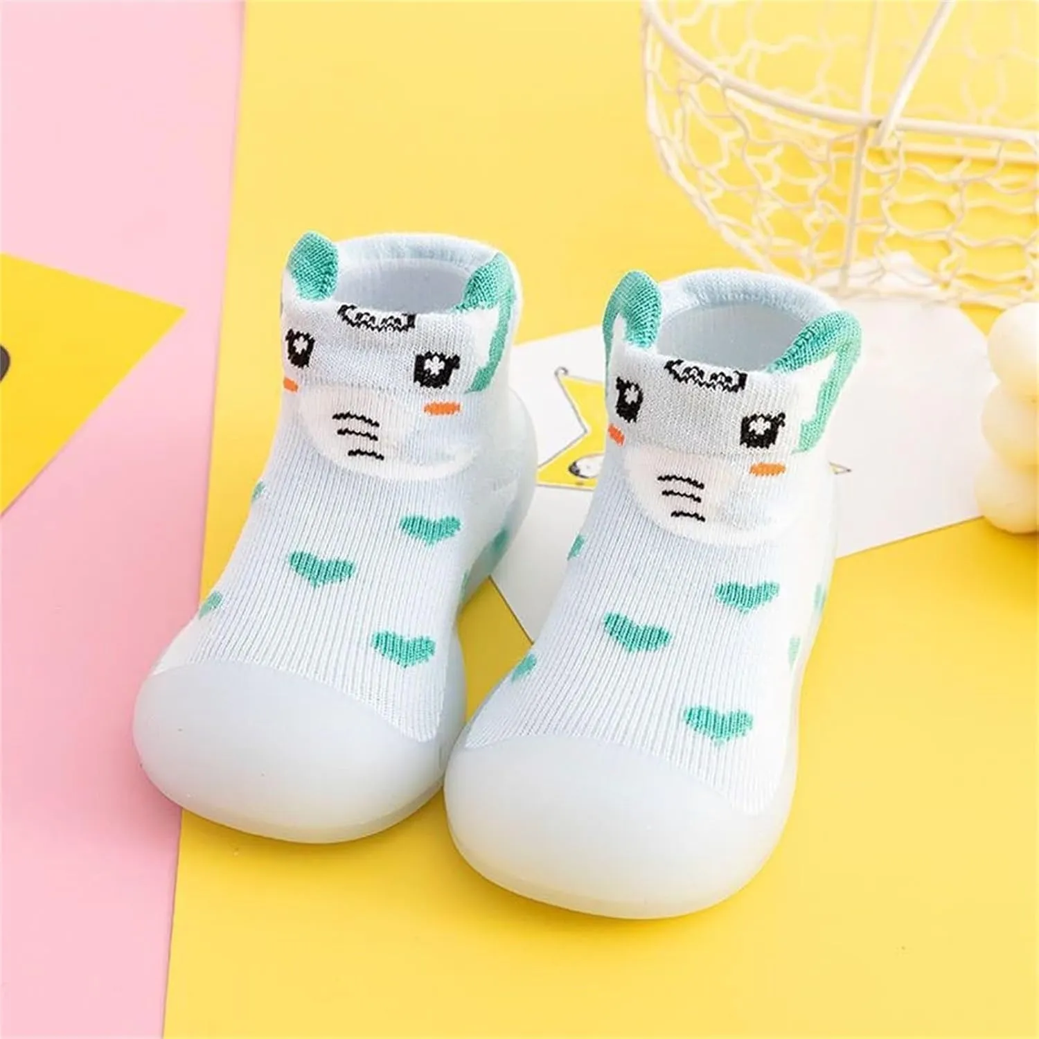 Baby Sock Shoes Toddler Walking Shoes Infant Non-Slip Indoor Cartoon Slippers Soft Rubber Sole Slip On Sneaker