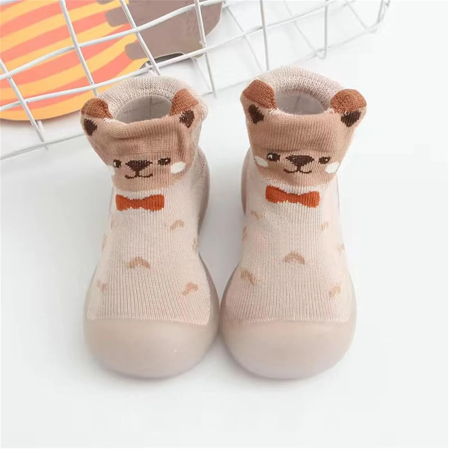 Baby Sock Shoes Toddler Walking Shoes Infant Non-Slip Indoor Cartoon Slippers Soft Rubber Sole Slip On Sneaker