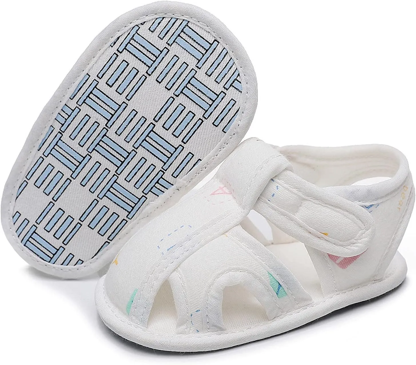 Baby Toddler Canvas Soft Sandals Open Toe Barefoot Flat Wide Shoes Boys Girls Kids Hook Loop Adjusted Casual Sandals