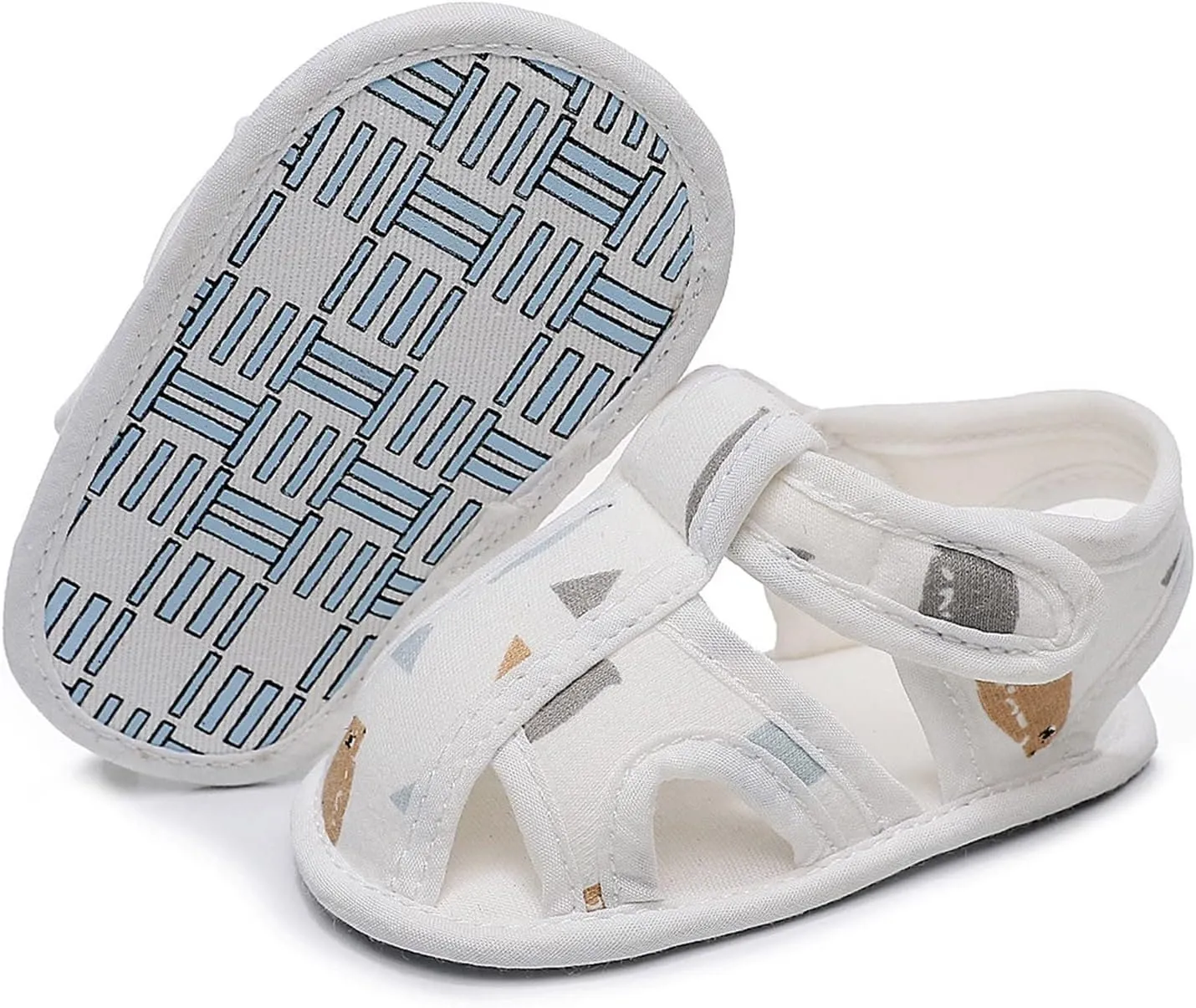 Baby Toddler Canvas Soft Sandals Open Toe Barefoot Flat Wide Shoes Boys Girls Kids Hook Loop Adjusted Casual Sandals
