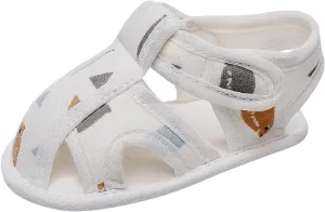 Baby Toddler Canvas Soft Sandals Open Toe Barefoot Flat Wide Shoes Boys Girls Kids Hook Loop Adjusted Casual Sandals