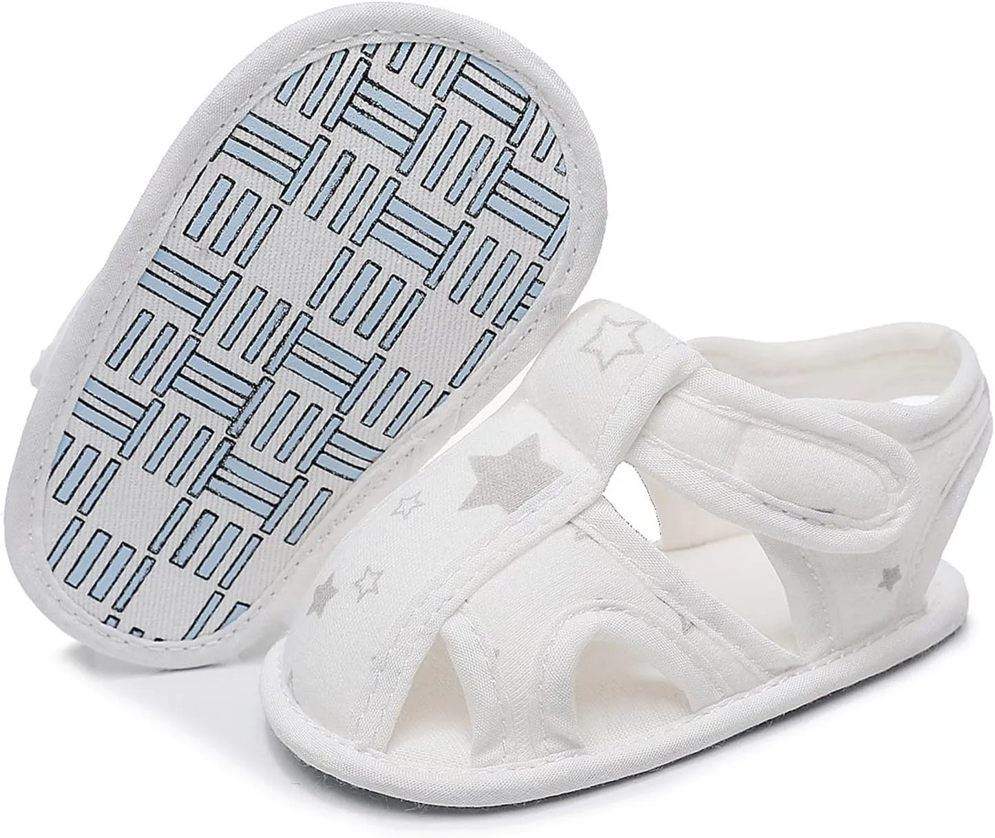 Baby Toddler Canvas Soft Sandals Open Toe Barefoot Flat Wide Shoes Boys Girls Kids Hook Loop Adjusted Casual Sandals