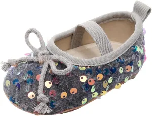 Baby Toddler Sequin Bow Casual Sandals Infant Girls Solid Color Open Toe Shinny Soft Sole Flatt Non Slip Strap Shoes