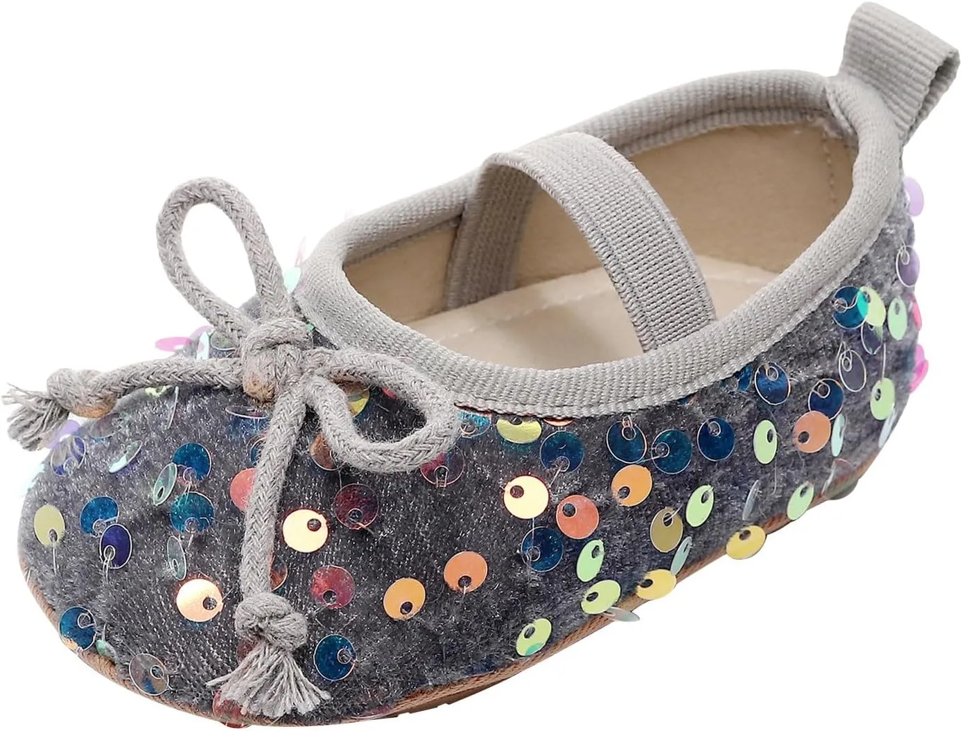 Baby Toddler Sequin Bow Casual Sandals Infant Girls Solid Color Open Toe Shinny Soft Sole Flatt Non Slip Strap Shoes