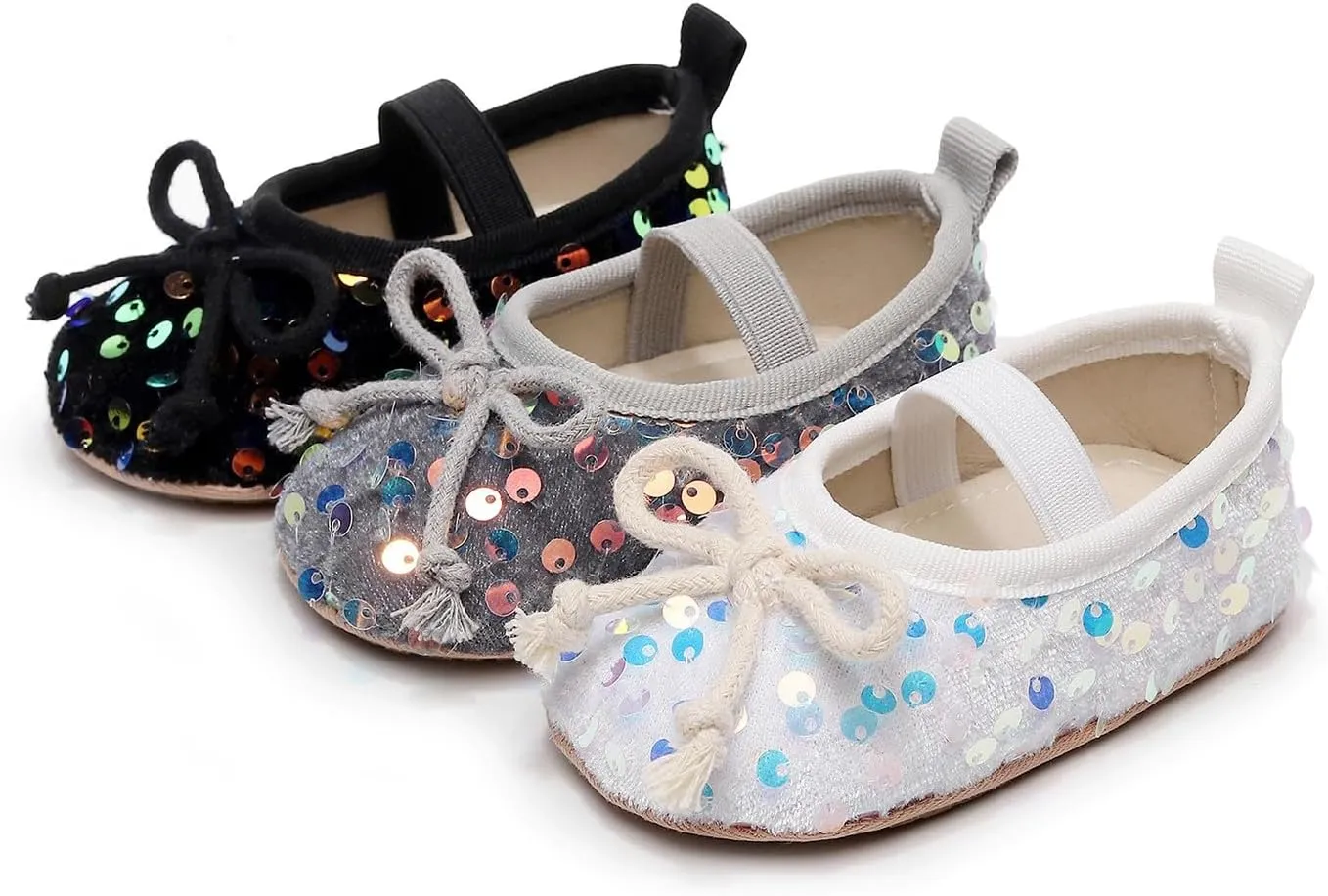 Baby Toddler Sequin Bow Casual Sandals Infant Girls Solid Color Open Toe Shinny Soft Sole Flatt Non Slip Strap Shoes