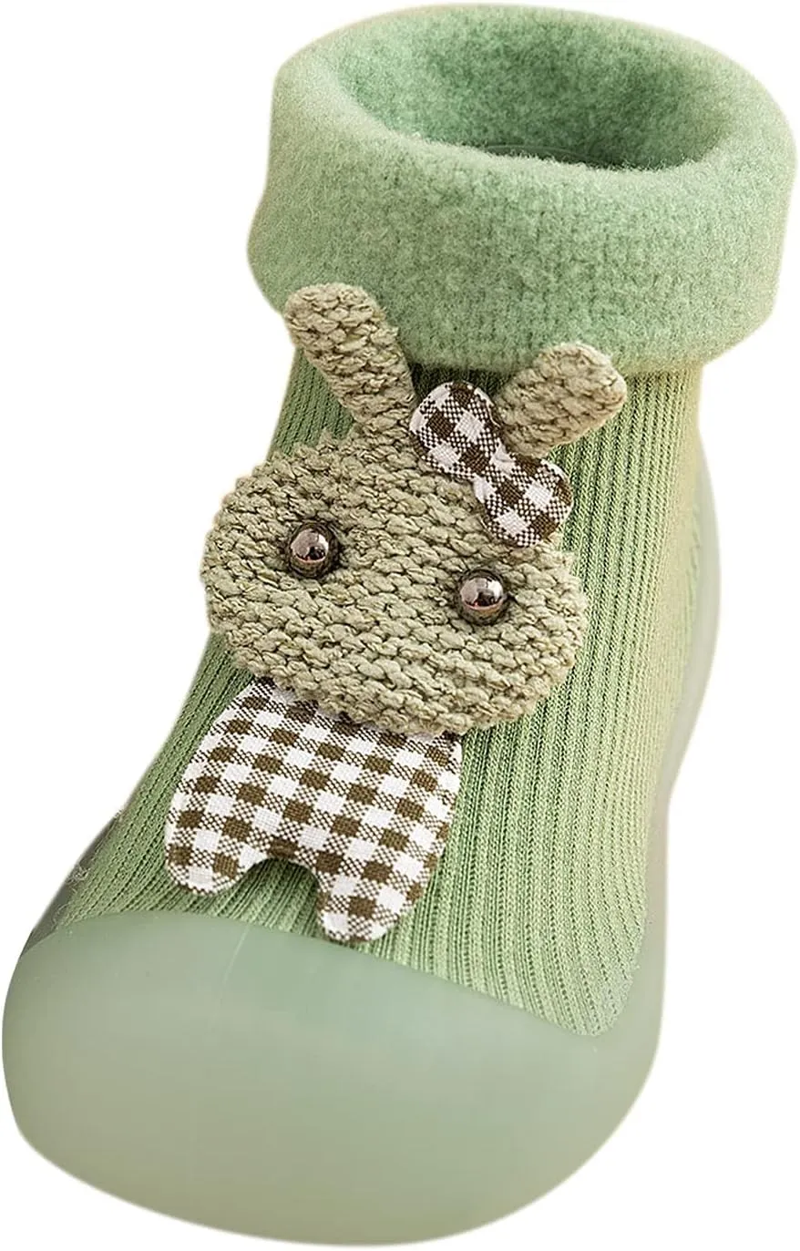Baby Toddler Sock Shoes Kids Soft Rubber Sole Shoes Breathable Cotton First Walking Shoes Anti-Slip Floor Slippers